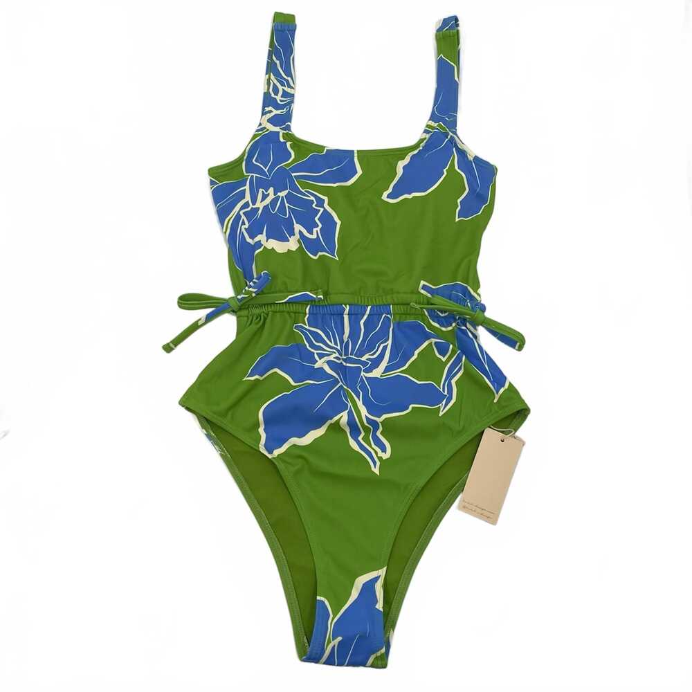 Hutch Green Blue Mendes Floral Cut-Out One Piece Swimsuit | XS Regular